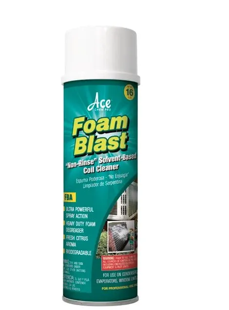 [FBA] FBA  ACE® FOAM BLAST (FBA) Ultra-powerful “foam gun” aerosol spray with additional grease dissolving agents added for quick cleaning action. Ideal for use on A/C coils, oily machines, exhaust fans, etc. Fresh citrus aroma.