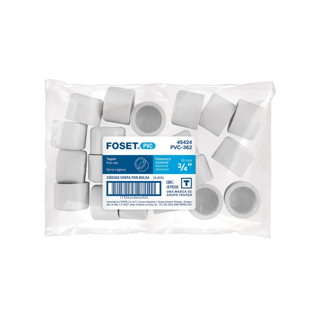 45424PVC-362  3/4'' CAP SLIP PVC CH 40 (10-PACK)