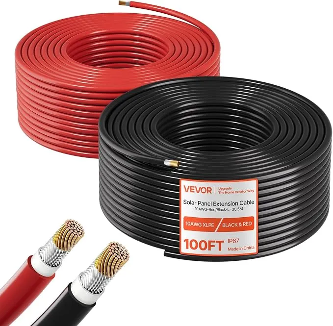 [VEVOR CABLE IP67] IP67  VEVOR CABLE de panel solar, 100-feet negro + kit rojo de 100 pies, cable de extensión de panel solar de 10 AWG (6 mm²), cable de cobre estañado fotovoltaico  para el hogar al aire libre, sistemas