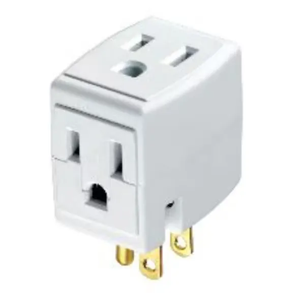 692-WH GROUNDED TRIPLE OUTLET ADAPTER