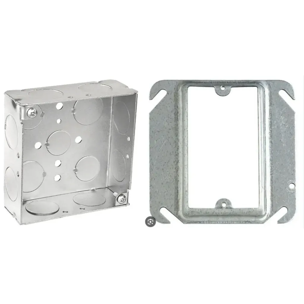 Orbit 4SB-MKO 4" Square Electrical Box, 1-1/2" Deep with Mulberry 11226 1-Gang 1/2" Raised Mud Ring – Galvanized Steel Electrical Box Combo Kit, 10 Sets (20 Pieces Total)