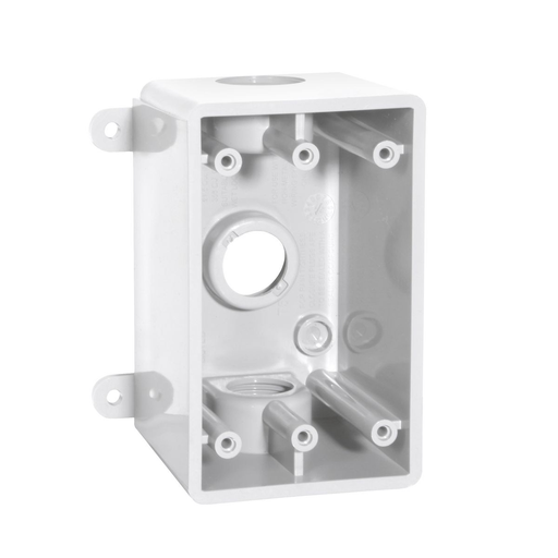 [PSBD37550WH] PSBD37550WH 1-Gang Deep Outlet Box, Three Threaded Outlets; Three 1/2" or 3/4" Holes  PVC