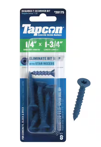 [K04-53 1/4 X3-1/4 TAPF114314] Tapcon Flat Head Concrete Anchors – 1/4 in x 3-1/4 in