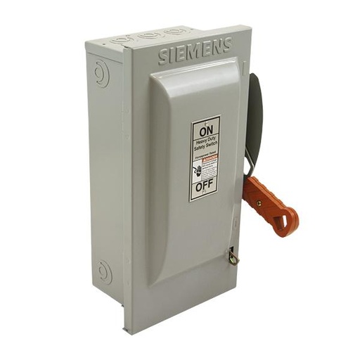 [HF363NR] HF363NR  100A.3P.600.3R.FS. Siemens Low Voltage Circuit Protection Heavy Duty Safety Switch. 3-Pole 3-Fuse and solid neutral Fused in a type 3R enclosure (outdoor). Rated 600VAC (100A
