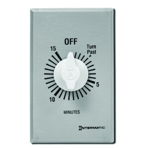 [FF15MC] FF15MC Spring Wound Countdown Timer, Commercial, 125-277 VAC, 50/60 Hz, SPST, 15 Minute Max, Without Hold, Silver FF15MC