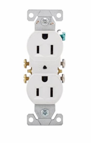 [270-9W] 270-9W  15A   DUPLEX RECEPT SELF GRN WH
