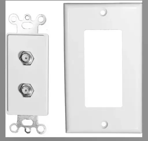 [85221] 85221  2 PC DECOR DOUBLE TV-JACK WHITE