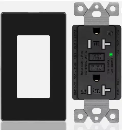 [UYL20-1-BLK] UYL20-1-BLK   20 AMPS  GFIC  2.7 20 Amp GFCI Outlet Tamper Resistant Ground Fault Receptacle Indoor Outdoor Black