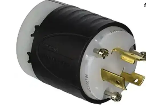 [EB15080] EB15080  L620P   Turnlok Industrial Spec Grade Locking Plug, 20 Amp 250V, NEMA L6-20P, Black/White (1 Count) CONNECTOR
