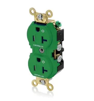 [LEV5362-GW] LEV5362-GW  20A  DUPLEX RECEPTACLE OUTLET EXTRA HEAVY-DUTY INDUSTRIAL SPECIFICATION GRADE TWO OUTLETS MARKED "CONTROLLED" TAMPER-RESISTANT SMOOTH FACE 20 AMP 125 VOLT BACK OR SIDE WIRE NEMA 5-20R 2-POLE 3-WIRE SELF-GROUNDING GREEN 