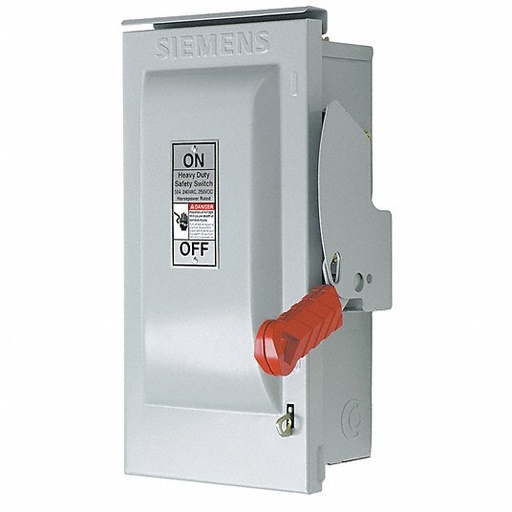 [HF361NR] HF361NR  Siemens Low Voltage Circuit Protection Heavy Duty Safety Switch. 3-Pole 3-Fuse and solid neutral Fused in a type 3R enclosure (outdoor). Rated 600VAC (30A).
