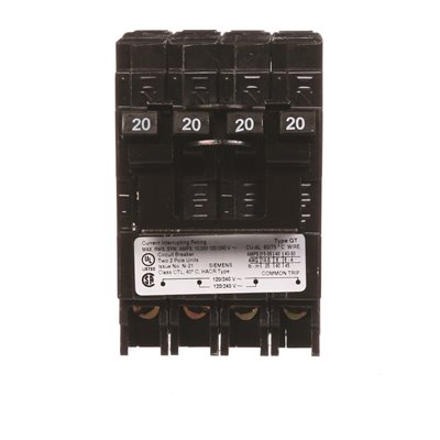 [Q22020CT2] Q22020CT2   BREAKER  1  20A.2P  1  20A.2P  Siemens - 20 Amp Quad Circuit  Plug-In - 20 Amp - Quad - 240 Volt