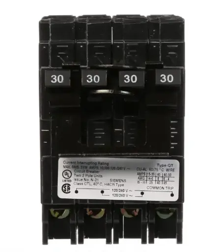 [Q23030CT2] Q23030CT2    BREAKER  Siemens - 30 Amp Quad Circuit Breaker Plug-In - 30 Amp - 2 Pole - 240 Volt