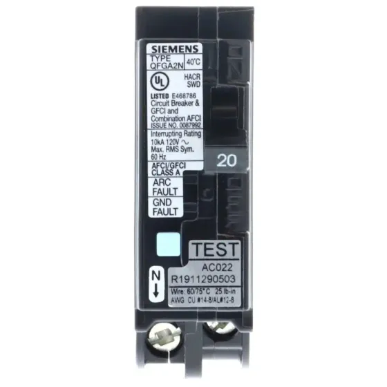 [Q120DFN] Q120DFN  BREAKER. 1P. 20A. DUAL. FUN. PLUG-ON   N SIEMENS