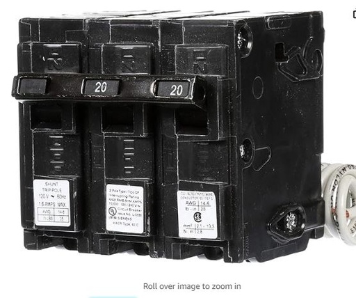 [Q22000S01] Q22000S01 BREAKER .20A.2P.SHUNTRIP  120V