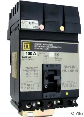 [FA36100] FA36100  BREAKER  3P 100A 600V SQUARE D 