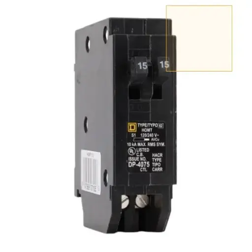 [HOMT1515] HOMT1515  BREAKER  TWIN 15/15A.HOME LINE  Square D 15 Amps 120/240 Volts Tandem Circuit Breaker, Plug-In Mount, For Homeline Panels 