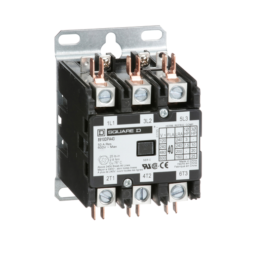 [8910DPA43V04] CONTACTOR 40A 3P COIL 277V
