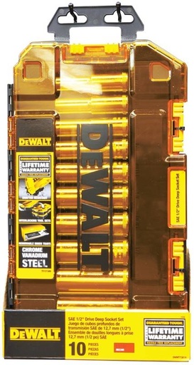 [DWMT73814] DWMT73814   1/2" Drive Deep Socket Set, SAE, 10pcs   DEWALT JUEGO DE CUBOS PROFUNDOS 1/2