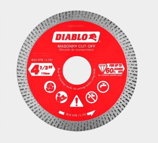 [DMADC0450] DMADC0450  DIABLO  4-1/2" Diamond Continuous Rim Masonry Cut-Off Disc