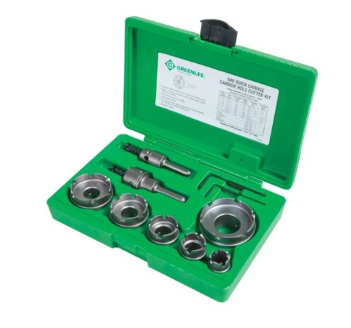 [648] 648   Greenlee 648 8 Piece Quick Change Carbide Hole Cutter Kit, 1/2" - 2-1/2"
