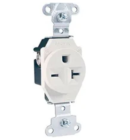 [5871W] 5871W  Heavy Duty Spec Grade Single Receptacles, Back and Side Wire, 20A, 250V, White