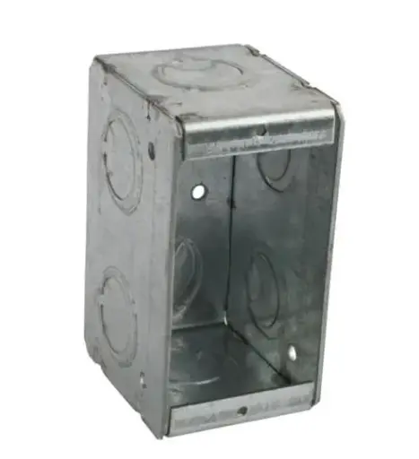 [MSB-1] MSB-1   Single Gang Masonry Box, 16.5 Cubic Inches, 3-3/4 Inches Long x 1-7/8 Inches Wide x 2-1/2 Inches Deep, 1/2 Inch and 3/4 Inch Concentric Knockouts, Galvanized Steel, Welded Construction, For use with Conduit BOX