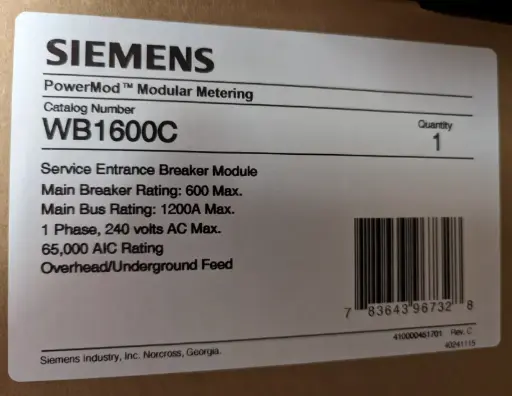 [WB1600C] WB1600C POWMOD.CB.600A.1PH.3R.65K SIEMENS