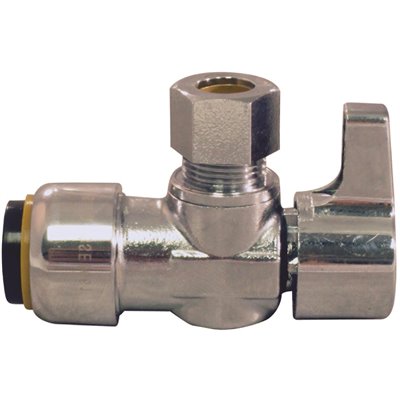 [FSBVA1238C] FSBVA1238C  1/2'' IN CHROME PLATE BRASS PUSH-TO-CONNECT X 3/8'' IN COMPRESSION QUARTER-1/4  - TURN ANGLE STOP VALVE