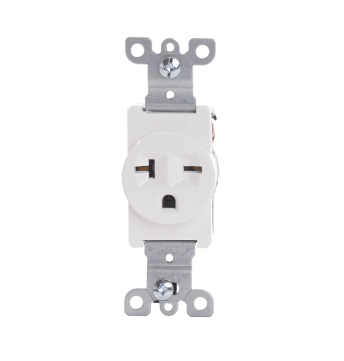 [TAN-96W] TAN-96W Single Receptacle Outlet, Commercial Grade, 20 Amp/250 Volt, NEMA 6-20R - White