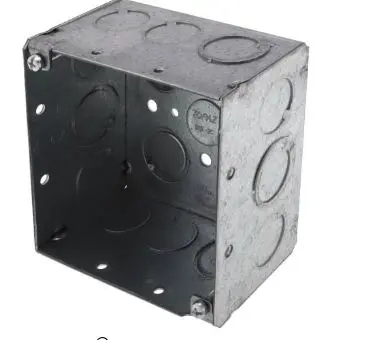 [B8546] B8546  4" Square Welded Box, 2-1/8" Deep w/ 1/2" & 3/4" Concentric Knockouts w/ Raised Emboss