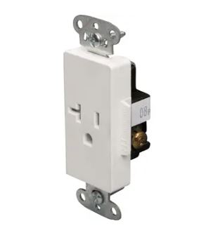 [TR26361W] TR26361W  20A 125V T.R DECORATOR DUPLEX RECEPTACLE BACK AND SIDE WIRE WHITE