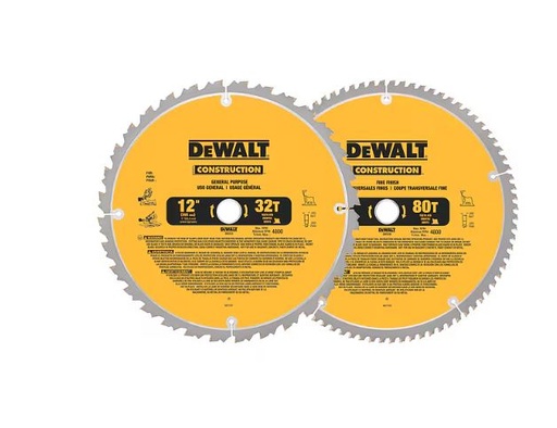 [DW3128P5] DW3128P5 12-INCH MITER SAW BLADE CROSSCUTTING TUNGSTEN CARBIDE 80-TOOTH 2-PACK
