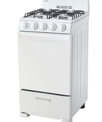 [DR202WGLP] DR202WGLP   Danby 20" Manual Clean Gas Range, 4 Open Burners, Electric Ignition, 2 Oven Racks - White STOVE COCINA