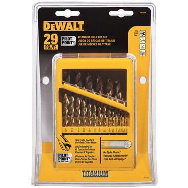 [DW1369] DW1369 DEWALT TITANIUM NITRIDE COATED DRILL BIT SET WITH PILOT POINT 29-PIECE