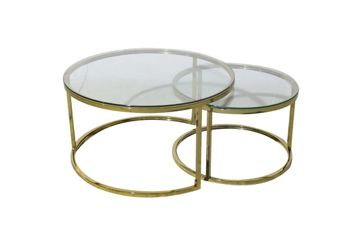 [CT4110 GOLD] COFFE TABLE SET  CT4110 GOLD  GOLD LEGS TEMPERED CLEAR GLASS TOP 8MM