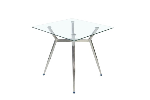 [T1101] DINING TABLE  T1101  CHROME LEGS TEMPERED CLEAR GLASS TOP 8MM