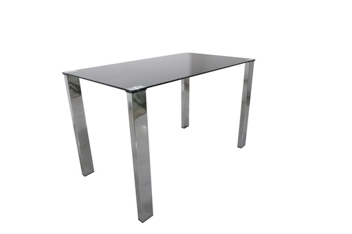 DINING TABLE  T1250  GOLD LEGS TEMPERED CLEAR GLASS TOP 8MM (WHITE-BLACK)