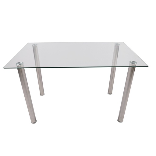 [T154] DINING TABLE  T154  CHROME LEGS TEMPERED CLEAR GLASS TOP 8MM