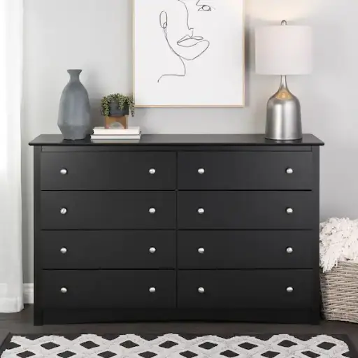 [RIO] 8 DRAWER DRESSER  RIO  BLACK WHITE