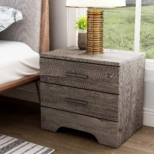 [MIAMI NIGHT STAND] MIAMI  NIGHT STAND  CHARCOAL FRESNO LULA  COMES WITH HANDLES H-60 SILVER OR GOLD