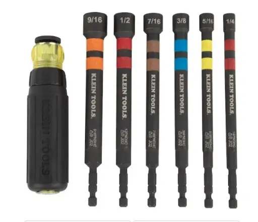 [32950] 32950   Hollow Magnetic Color-Coded Ratcheting Power Nut Driver, Six Sizes, 7-Piece KLEIN
