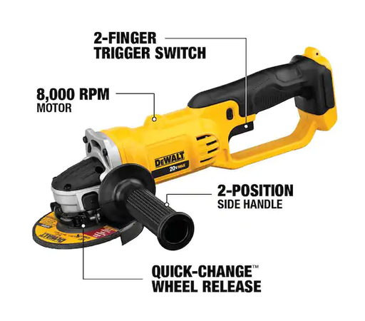 [DCG412] DCG412  20V MAX Cordless 4.5 in. - 5 in. Angle Grinder (Tool Only) DEWALT