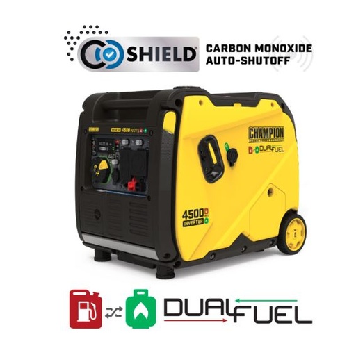 [201319] 4500W Dual Fuel Inverter Generator – Electric Start with CO Shield®.