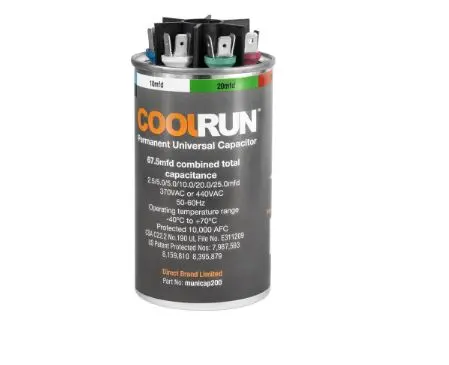 [MMUNICAP200] MMUNICAP200   UNI   67.5 MFD  [2.5/5/ 5/ 10/ 20 / 25 ] 370-440 VAC STANDARD  PERMANET UNIVERSAL CAPACITOR 