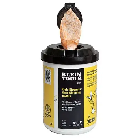[51425] 51425 KLEIN KLEANER TOALLA  Hand Cleaning Towels, 72 Towels Per Container, Bucket, 9 in x 12 in