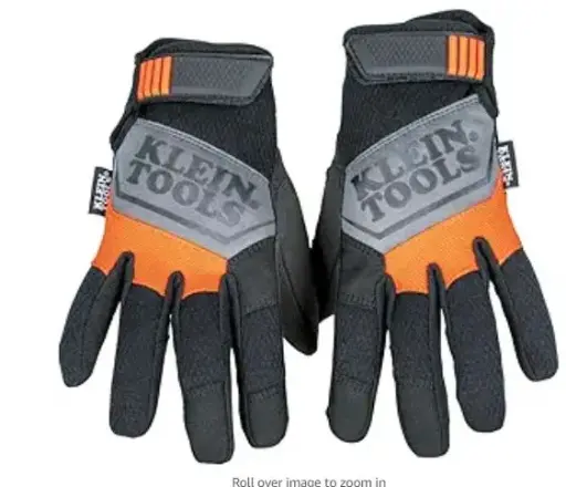 [60596] 60596    Work Gloves, General Purpose Gloves, Comfortable Suede Palm, Touchscreen Capable, Hook and Loop Closure, Large  KLEIN
