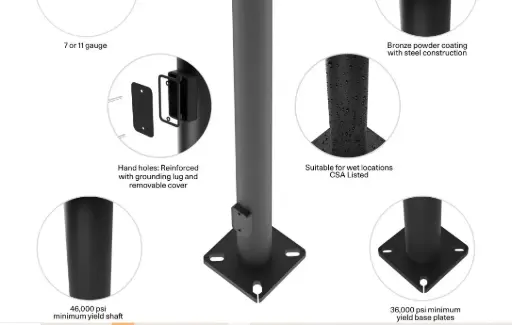 [PR5-25"] PR5-25"  POLE 5" ROUND STRAIGHT 11 GAUGE 25FT MH RAB POSTE