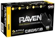 [66518] 66518 Raven Powder-Free Exam Grade Nitrile - 7 mil - 100 Gloves per box (by weight)  Lrg