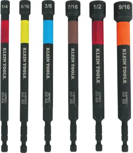 [32930] 32930 Juego de tuercas de impacto magnéticas, 6 piezas codificadas por colores con alcance extendido, 6 tamaños SAE Visita la tienda de Klein Tools